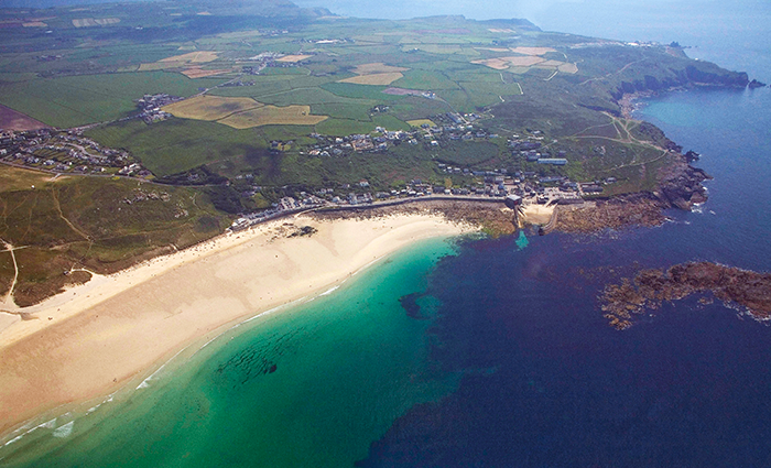 Aerial view of Sennen Cove, Cornwall