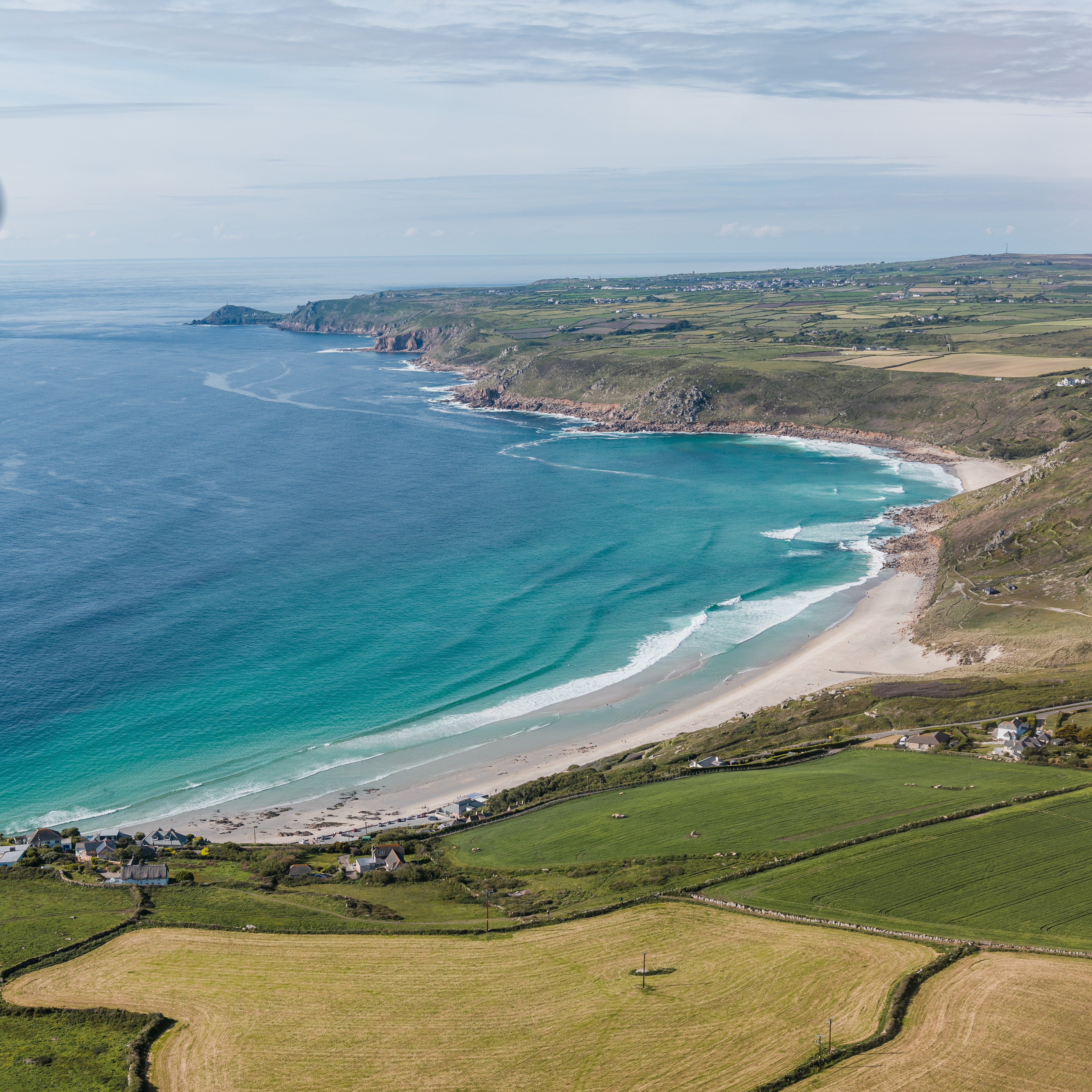 Aerial view over Sennen Cove, Cornwall