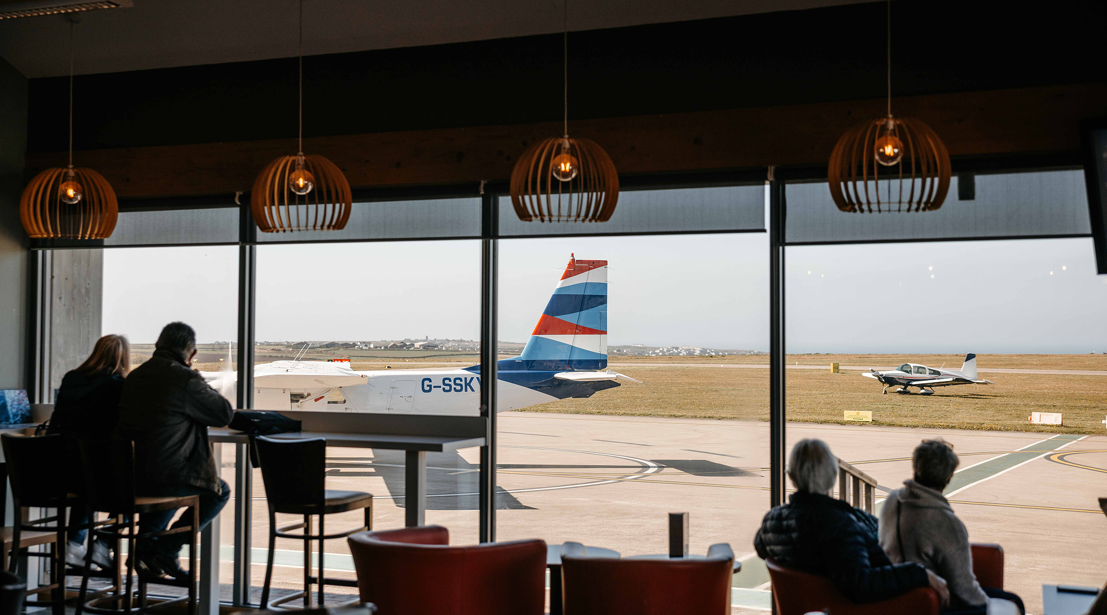 view of land's end airport airfield from the cafe